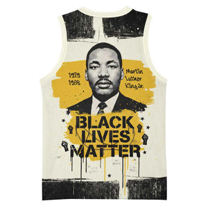 Martin Luther King Jr Basketball Jersey Black Lives Matter Street Art Portrait Civil Rights Tribute Bold Striped - African Pride
