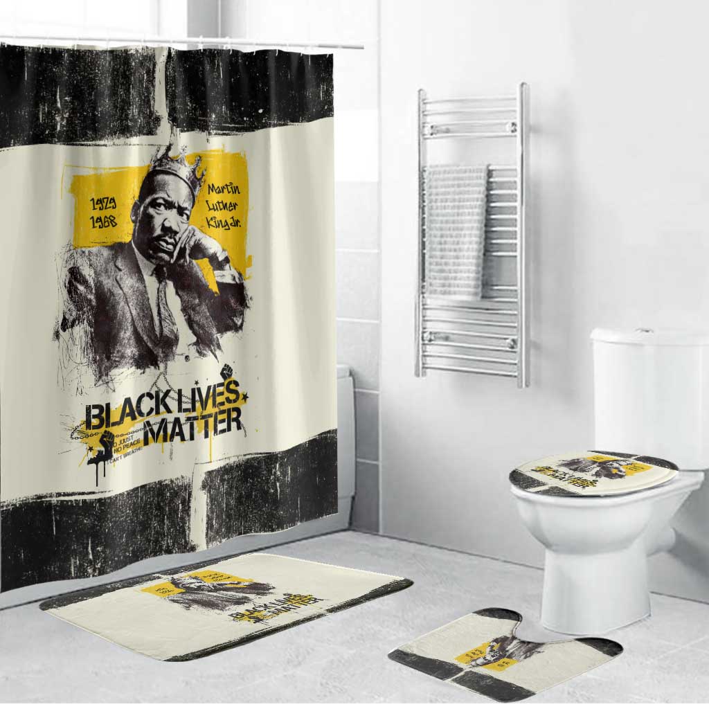 Martin Luther King Jr Bathroom Set Black Lives Matter Street Art Portrait Civil Rights Tribute Bold Striped - African Pride