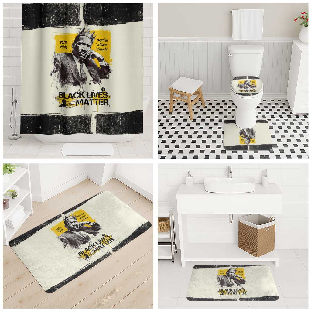 Martin Luther King Jr Bathroom Set Black Lives Matter Street Art Portrait Civil Rights Tribute Bold Striped - African Pride