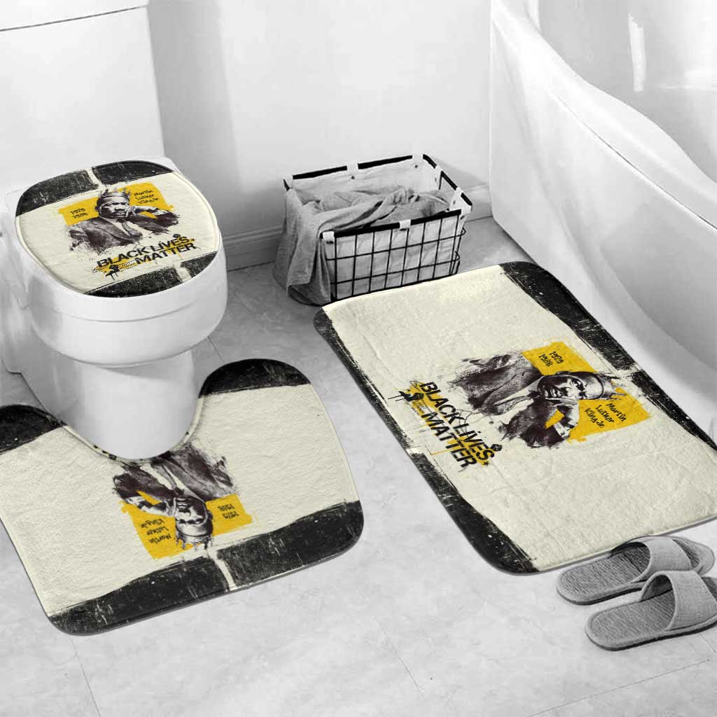 Martin Luther King Jr Bathroom Set Black Lives Matter Street Art Portrait Civil Rights Tribute Bold Striped - African Pride