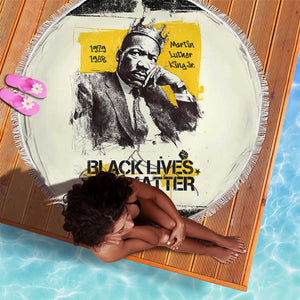 Martin Luther King Jr Beach Blanket Black Lives Matter Street Art Portrait Civil Rights Tribute Bold Striped - African Pride