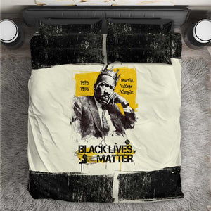 Martin Luther King Jr Bedding Set Black Lives Matter Street Art Portrait Civil Rights Tribute Bold Striped - African Pride