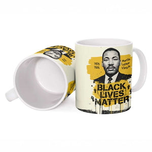Martin Luther King Jr Ceramic Mug Black Lives Matter Street Art Portrait Civil Rights Tribute Bold Striped - African Pride