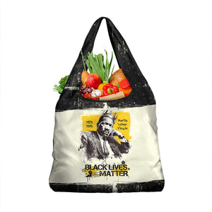 Martin Luther King Jr Grocery Bag Black Lives Matter Street Art Portrait Civil Rights Tribute Bold Striped - African Pride