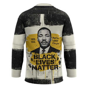 Martin Luther King Jr Hockey Jersey Black Lives Matter Street Art Portrait Civil Rights Tribute Bold Striped - African Pride