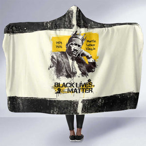 Martin Luther King Jr Hooded Blanket Black Lives Matter Street Art Portrait Civil Rights Tribute Bold Striped - African Pride