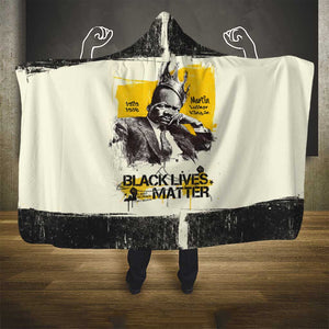 Martin Luther King Jr Hooded Blanket Black Lives Matter Street Art Portrait Civil Rights Tribute Bold Striped - African Pride