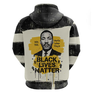 Martin Luther King Jr Hoodie Black Lives Matter Street Art Portrait Civil Rights Tribute Bold Striped - African Pride