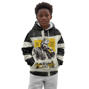 Martin Luther King Jr Kid Hoodie Black Lives Matter Street Art Portrait Civil Rights Tribute Bold Striped - African Pride
