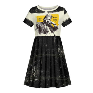 Martin Luther King Jr Kid Short Sleeve Dress Black Lives Matter Street Art Portrait Civil Rights Tribute Bold Striped TS04