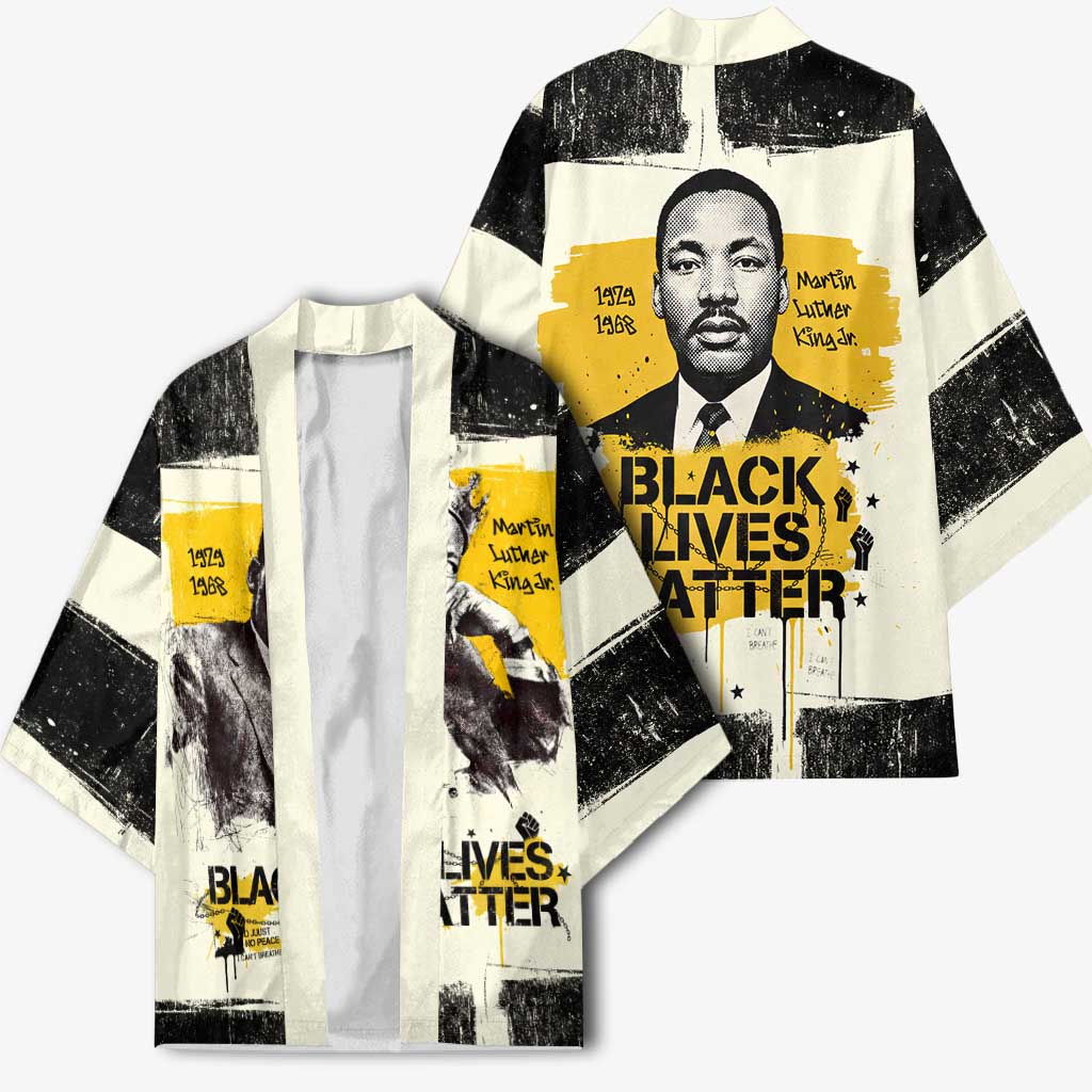Martin Luther King Jr Kimono Black Lives Matter Street Art Portrait Civil Rights Tribute Bold Striped - African Pride
