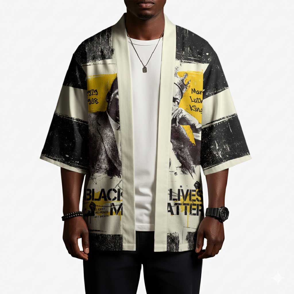 Martin Luther King Jr Kimono Black Lives Matter Street Art Portrait Civil Rights Tribute Bold Striped - African Pride