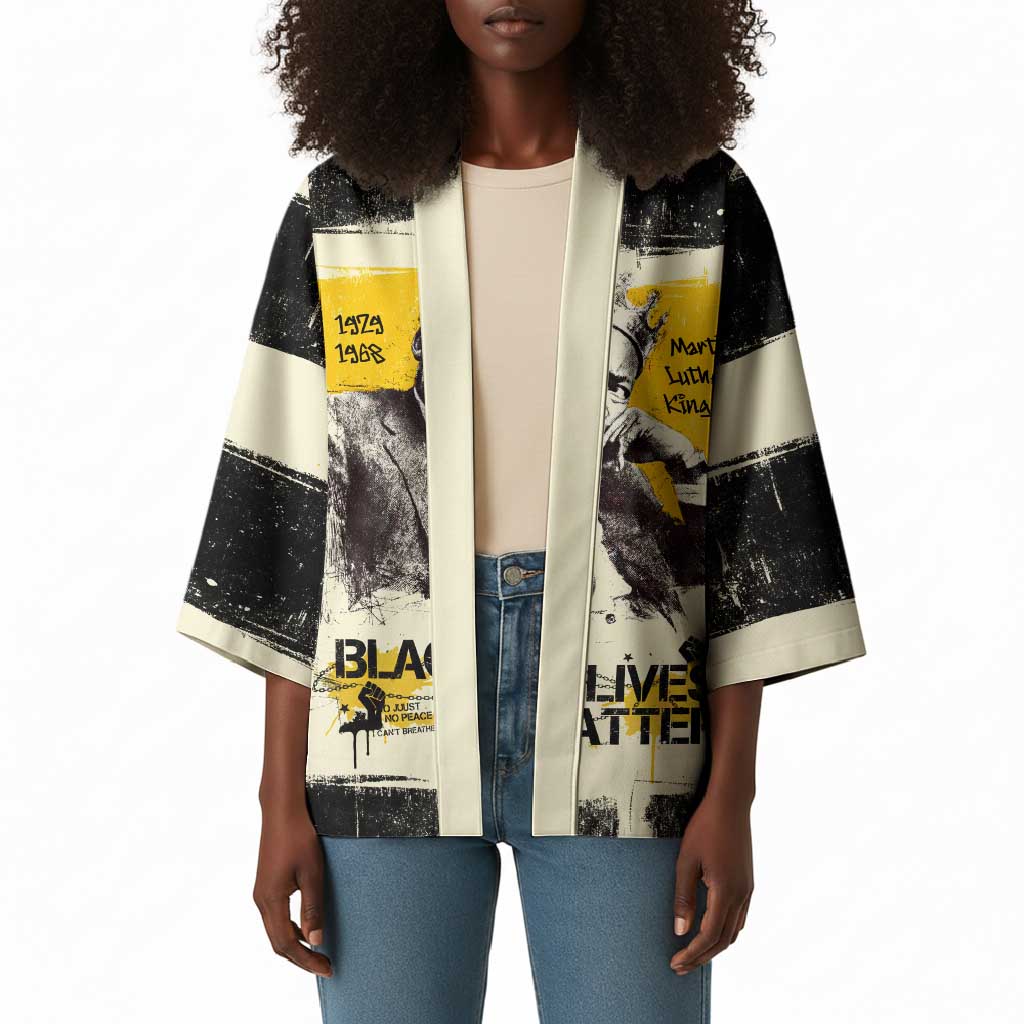 Martin Luther King Jr Kimono Black Lives Matter Street Art Portrait Civil Rights Tribute Bold Striped - African Pride