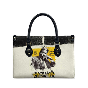 Martin Luther King Jr Leather Bag Black Lives Matter Street Art Portrait Civil Rights Tribute Bold Striped - African Pride