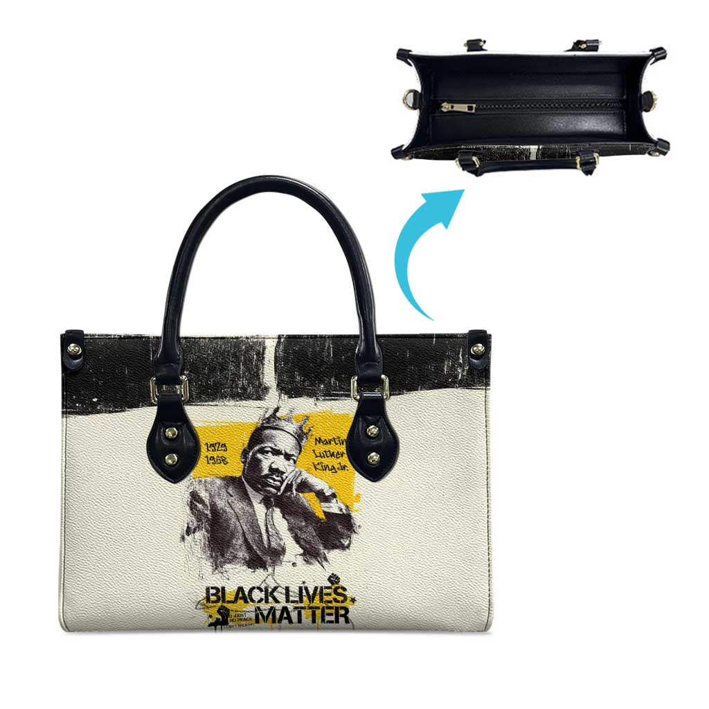 Martin Luther King Jr Leather Bag Black Lives Matter Street Art Portrait Civil Rights Tribute Bold Striped - African Pride