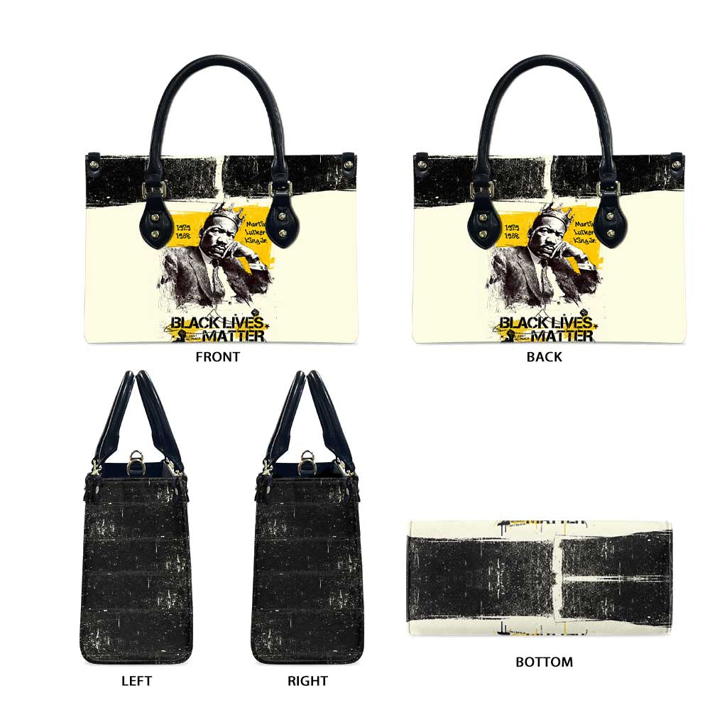 Martin Luther King Jr Leather Bag Black Lives Matter Street Art Portrait Civil Rights Tribute Bold Striped - African Pride
