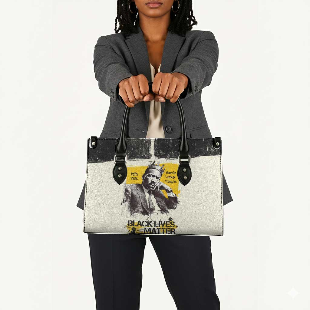 Martin Luther King Jr Leather Bag Black Lives Matter Street Art Portrait Civil Rights Tribute Bold Striped - African Pride