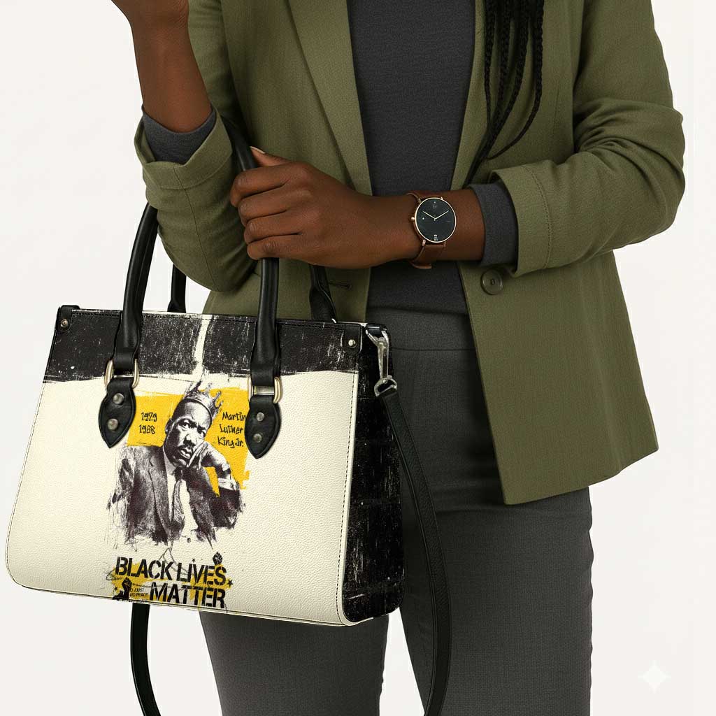 Martin Luther King Jr Leather Bag Black Lives Matter Street Art Portrait Civil Rights Tribute Bold Striped - African Pride