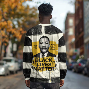 Martin Luther King Jr Long Sleeve Shirt Black Lives Matter Street Art Portrait Civil Rights Tribute Bold Striped - African Pride