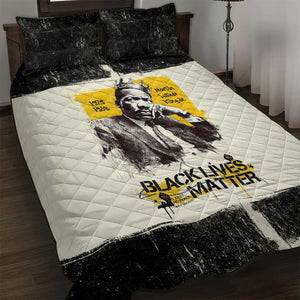Martin Luther King Jr Quilt Bed Set Black Lives Matter Street Art Portrait Civil Rights Tribute Bold Striped - African Pride
