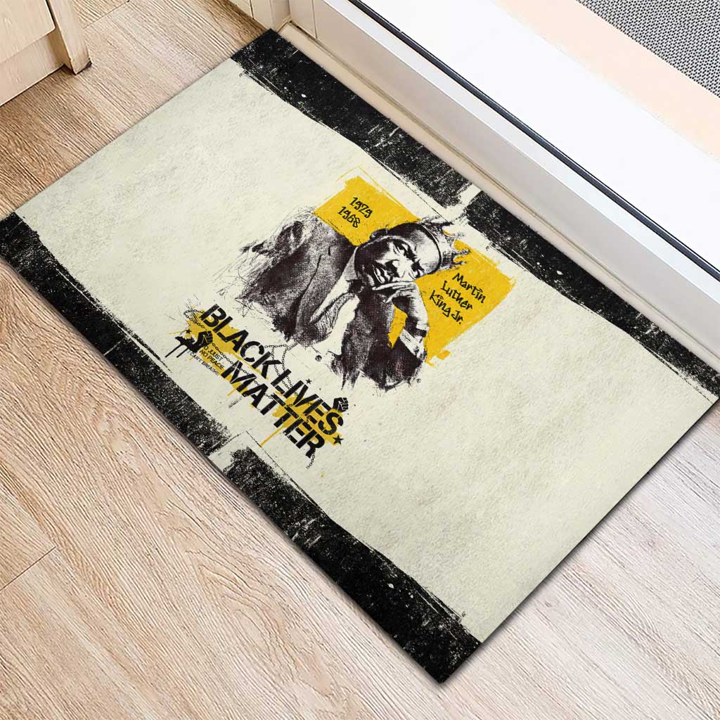 Martin Luther King Jr Rubber Doormat Black Lives Matter Street Art Portrait Civil Rights Tribute Bold Striped - African Pride
