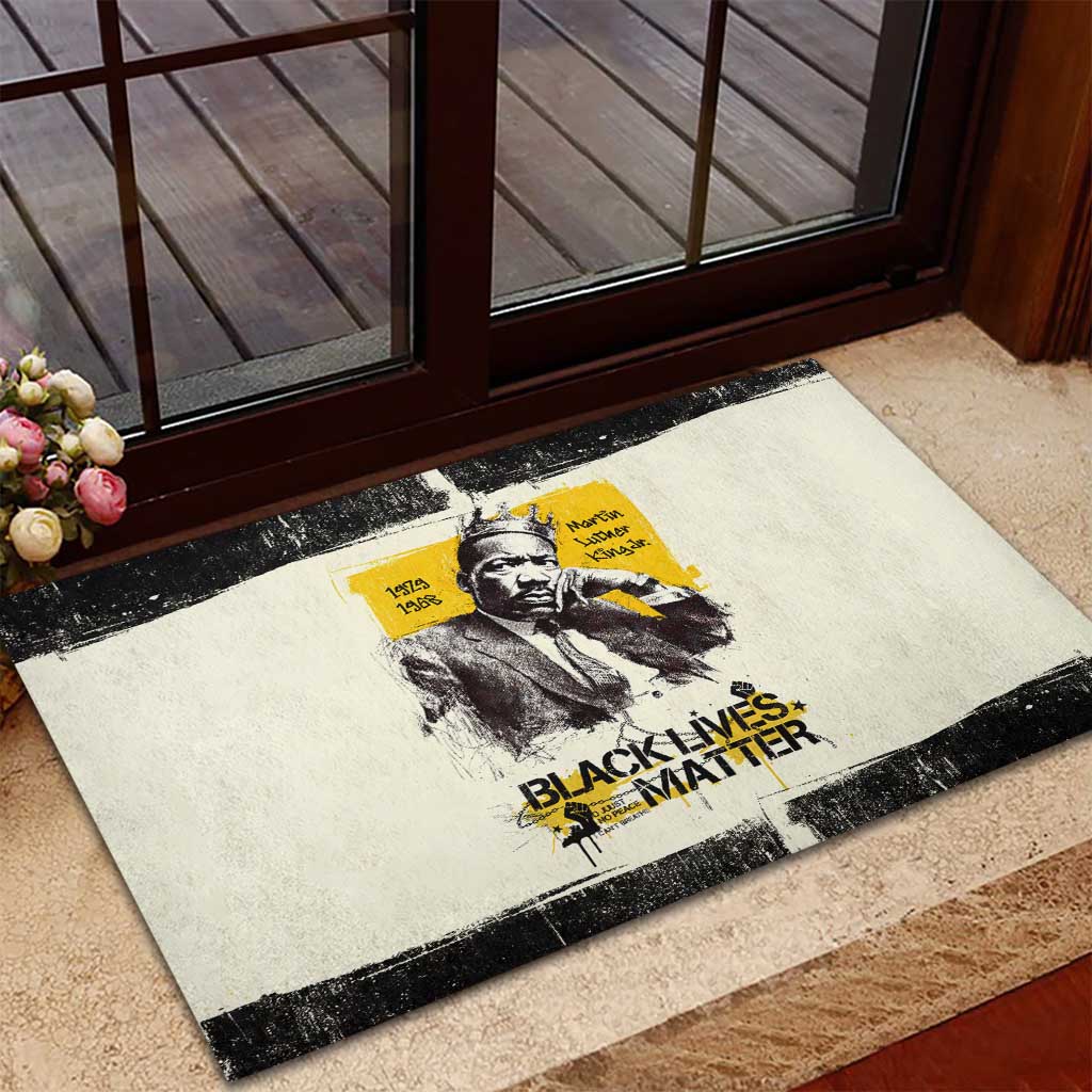 Martin Luther King Jr Rubber Doormat Black Lives Matter Street Art Portrait Civil Rights Tribute Bold Striped - African Pride