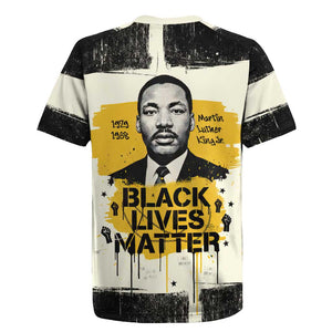 Martin Luther King Jr Rugby Jersey Black Lives Matter Street Art Portrait Civil Rights Tribute Bold Striped TS04