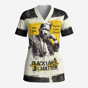 Martin Luther King Jr Scrub Top Black Lives Matter Street Art Portrait Civil Rights Tribute Bold Striped - African Pride