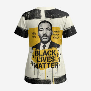 Martin Luther King Jr Scrub Top Black Lives Matter Street Art Portrait Civil Rights Tribute Bold Striped - African Pride