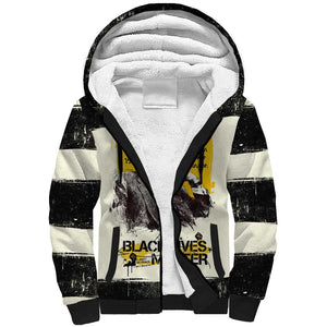 Martin Luther King Jr Sherpa Hoodie Black Lives Matter Street Art Portrait Civil Rights Tribute Bold Striped - African Pride