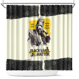 Martin Luther King Jr Shower Curtain Black Lives Matter Street Art Portrait Civil Rights Tribute Bold Striped - African Pride