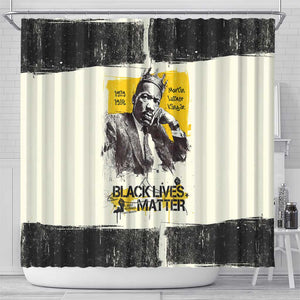 Martin Luther King Jr Shower Curtain Black Lives Matter Street Art Portrait Civil Rights Tribute Bold Striped - African Pride
