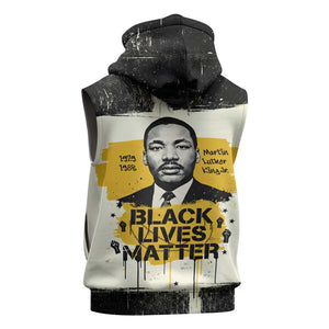 Martin Luther King Jr Sleeveless Hoodie Black Lives Matter Street Art Portrait Civil Rights Tribute Bold Striped - African Pride