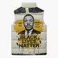 Martin Luther King Jr Sleeveless Puffer Jacket Black Lives Matter Street Art Portrait Civil Rights Tribute Bold Striped - African Pride