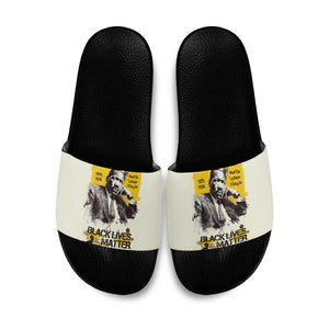 Martin Luther King Jr Slide Sandals Black Lives Matter Street Art Portrait Civil Rights Tribute Bold Striped - African Pride