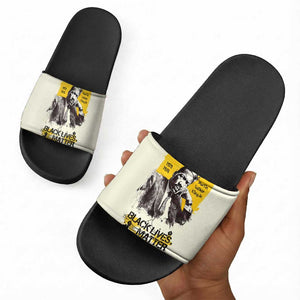 Martin Luther King Jr Slide Sandals Black Lives Matter Street Art Portrait Civil Rights Tribute Bold Striped - African Pride