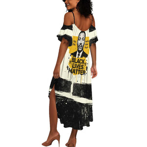 Martin Luther King Jr Summer Maxi Dress Black Lives Matter Street Art Portrait Civil Rights Tribute Bold Striped TS04
