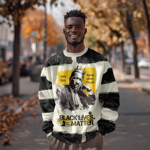 Martin Luther King Jr Sweatshirt Black Lives Matter Street Art Portrait Civil Rights Tribute Bold Striped - African Pride