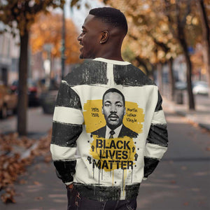 Martin Luther King Jr Sweatshirt Black Lives Matter Street Art Portrait Civil Rights Tribute Bold Striped - African Pride