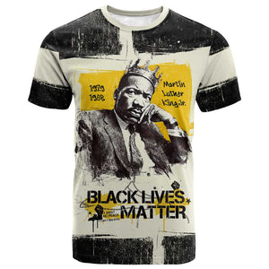 Martin Luther King Jr T shirt Black Lives Matter Street Art Portrait Civil Rights Tribute Bold Striped TS04