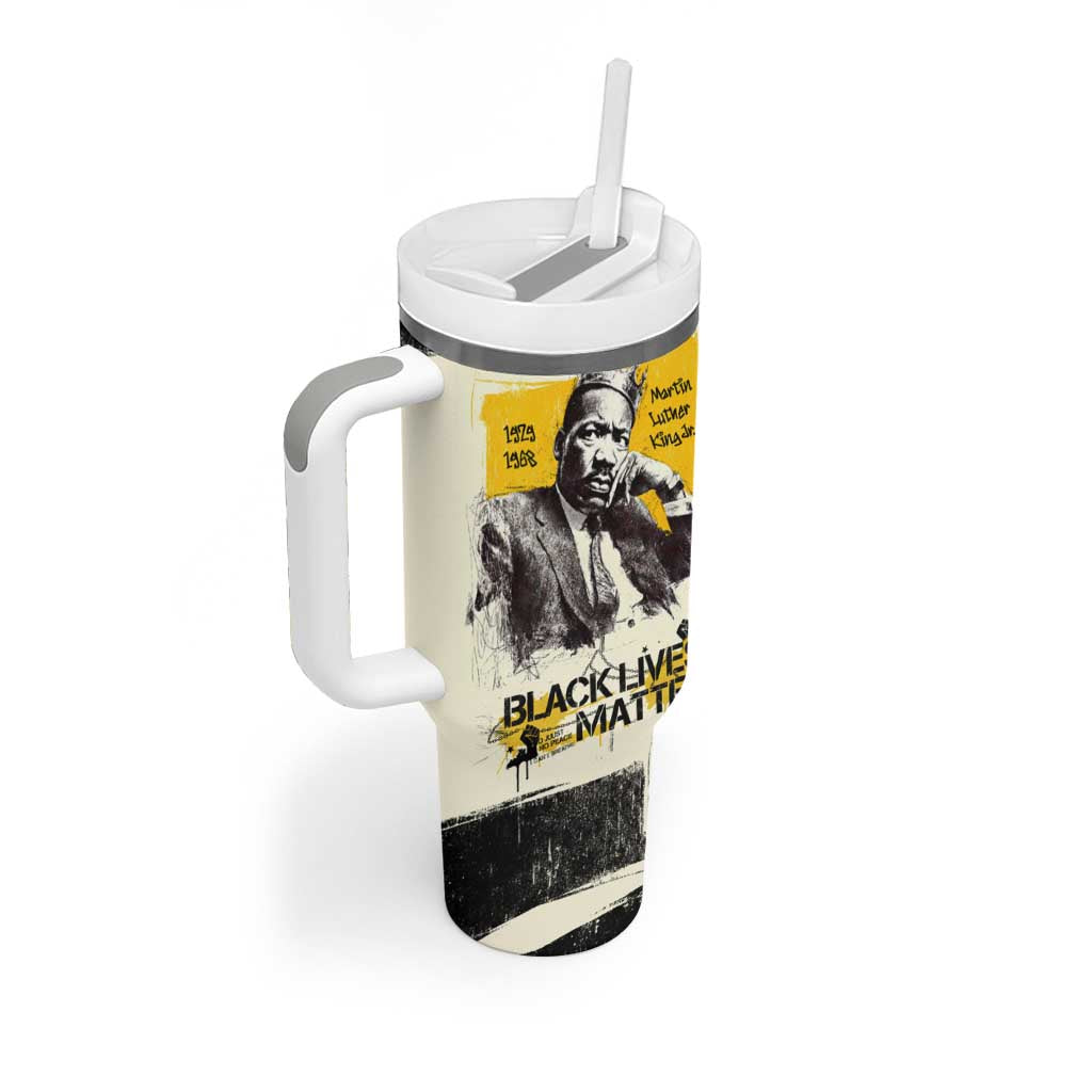 Martin Luther King Jr Tumbler With Handle Black Lives Matter Street Art Portrait Civil Rights Tribute Bold Striped - African Pride