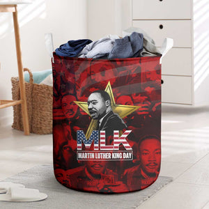 MLK Day Laundry Basket Martin Luther King Jr Tribute American Flag Lettering - African Pride