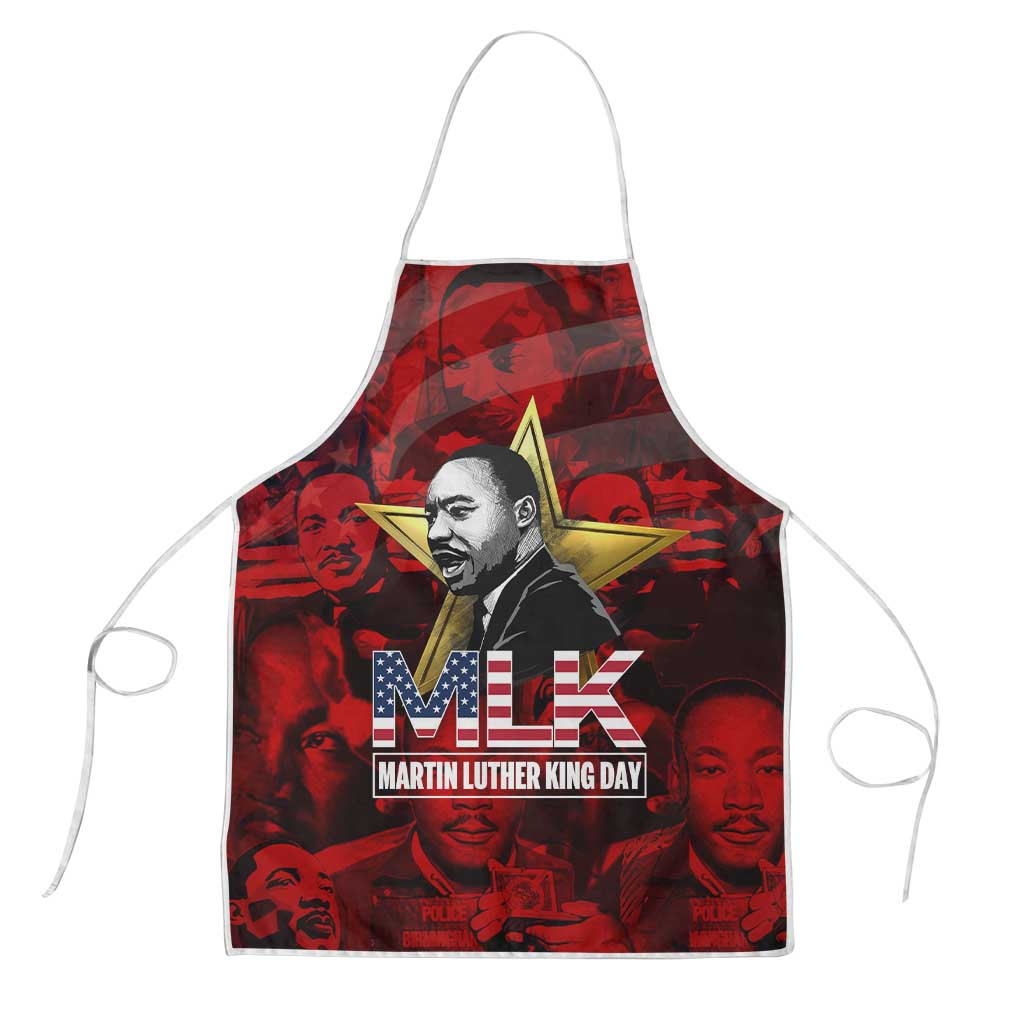 MLK Day Apron Martin Luther King Jr Tribute American Flag Lettering - African Pride