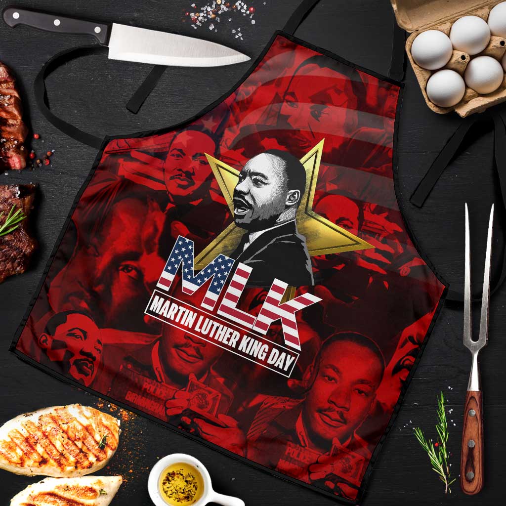 MLK Day Apron Martin Luther King Jr Tribute American Flag Lettering - African Pride
