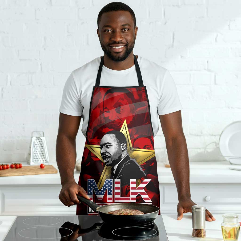 MLK Day Apron Martin Luther King Jr Tribute American Flag Lettering - African Pride