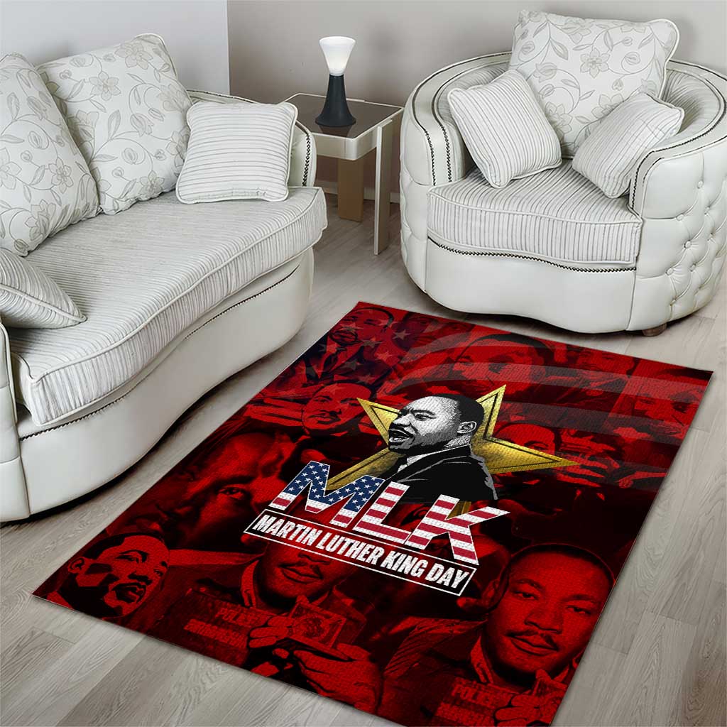 MLK Day Area Rug Martin Luther King Jr Tribute American Flag Lettering - African Pride