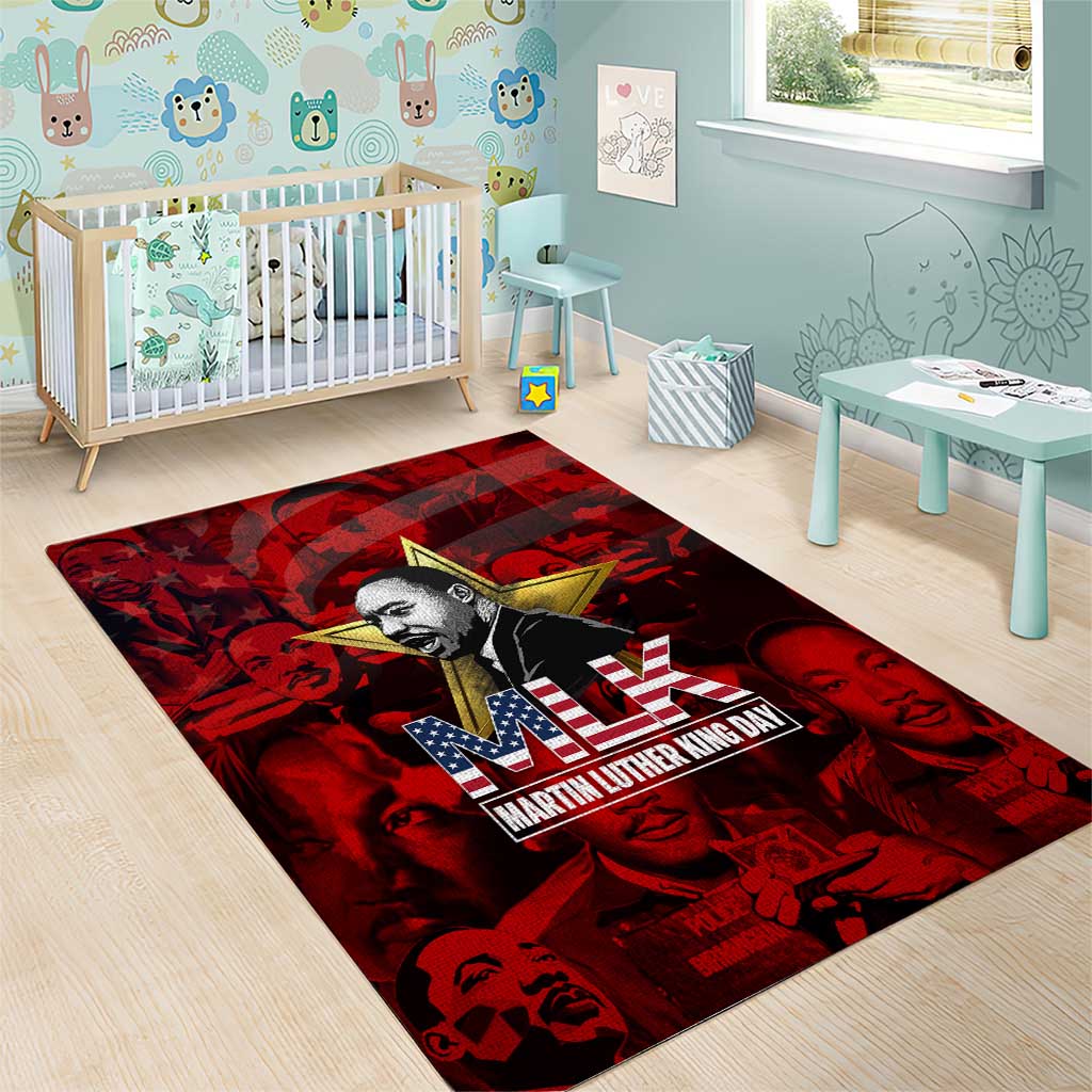 MLK Day Area Rug Martin Luther King Jr Tribute American Flag Lettering - African Pride