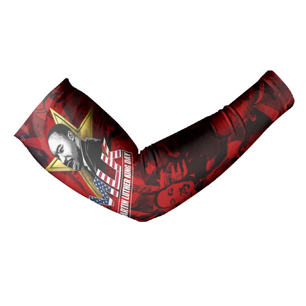 MLK Day Arm Sleeves Martin Luther King Jr Tribute American Flag Lettering - African Pride