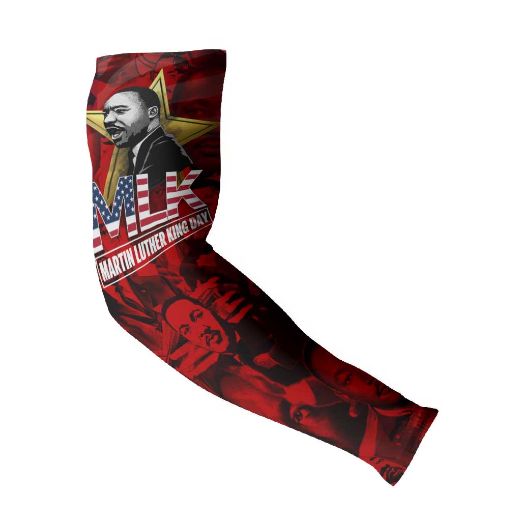 MLK Day Arm Sleeves Martin Luther King Jr Tribute American Flag Lettering - African Pride
