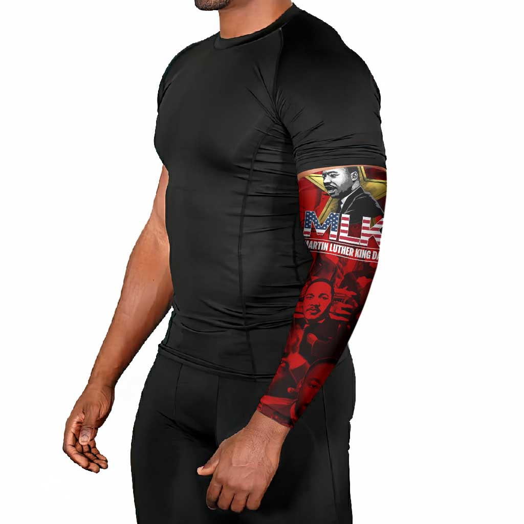 MLK Day Arm Sleeves Martin Luther King Jr Tribute American Flag Lettering - African Pride